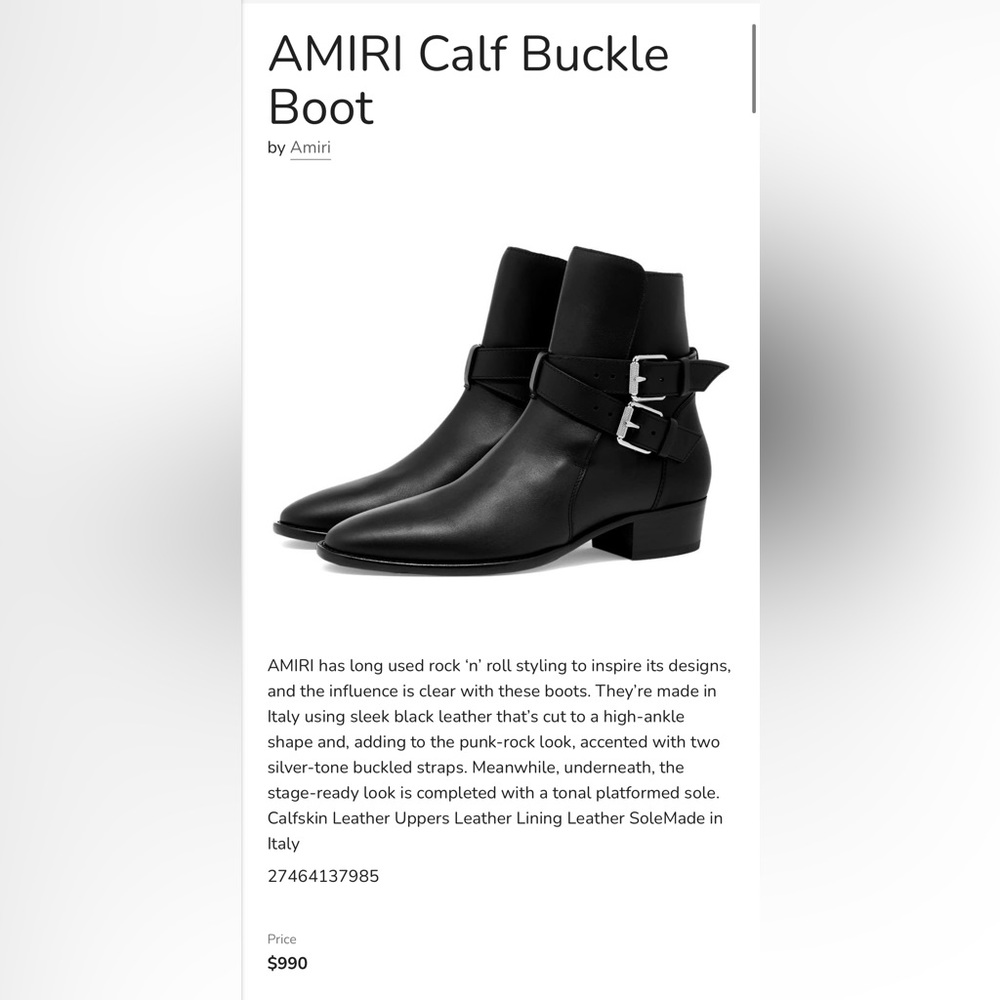 AMIRI CALF BUCKLE BOOT BLACK